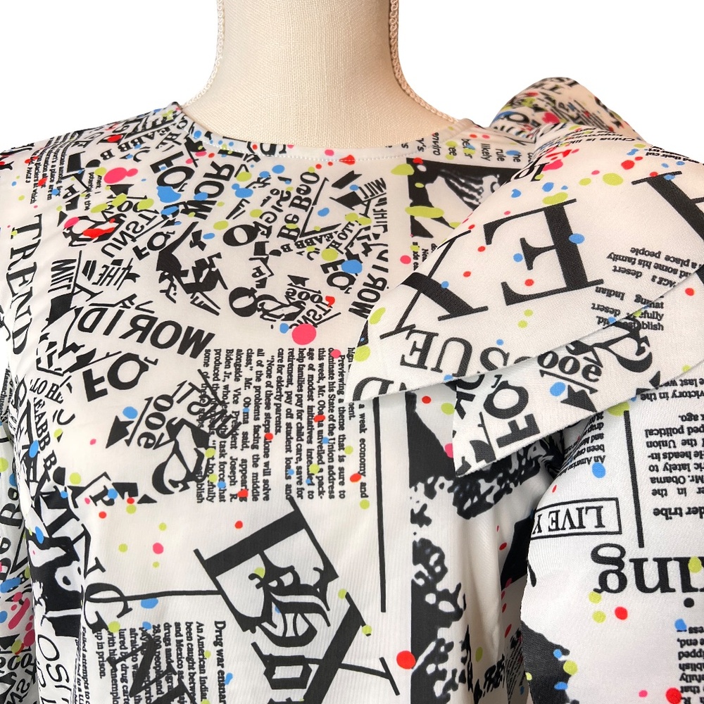 #A019 – For Her NYC Multi-Print Ruffle Shoulder Dopamine Blouse –  M (NWT) - Picture 5 of 12